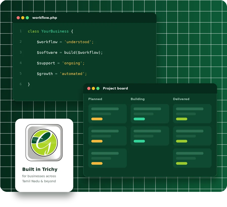 G Software development workspace illustration